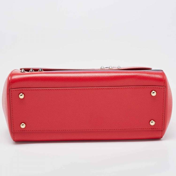 Pre Owned Dolce & Gabbana Red Leather Medium Miss Sicily Choose Love Top Handle Bag