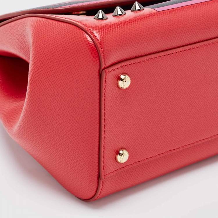 Pre Owned Dolce & Gabbana Red Leather Medium Miss Sicily Choose Love Top Handle Bag