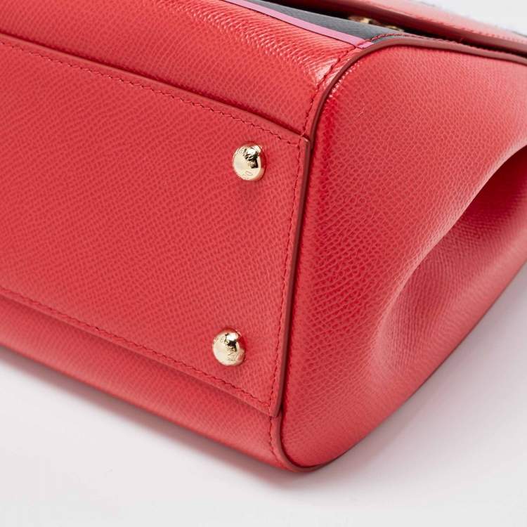 Pre Owned Dolce & Gabbana Red Leather Medium Miss Sicily Choose Love Top Handle Bag