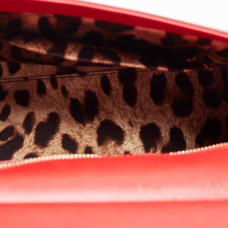 Pre Owned Dolce & Gabbana Red Leather Medium Miss Sicily Choose Love Top Handle Bag