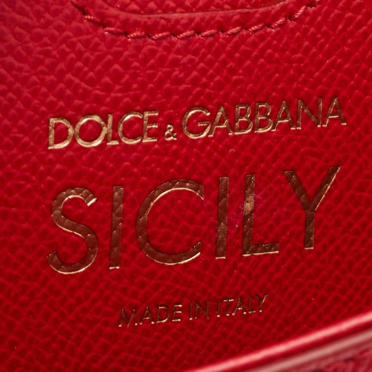 Pre Owned Dolce & Gabbana Red Leather Medium Miss Sicily Choose Love Top Handle Bag