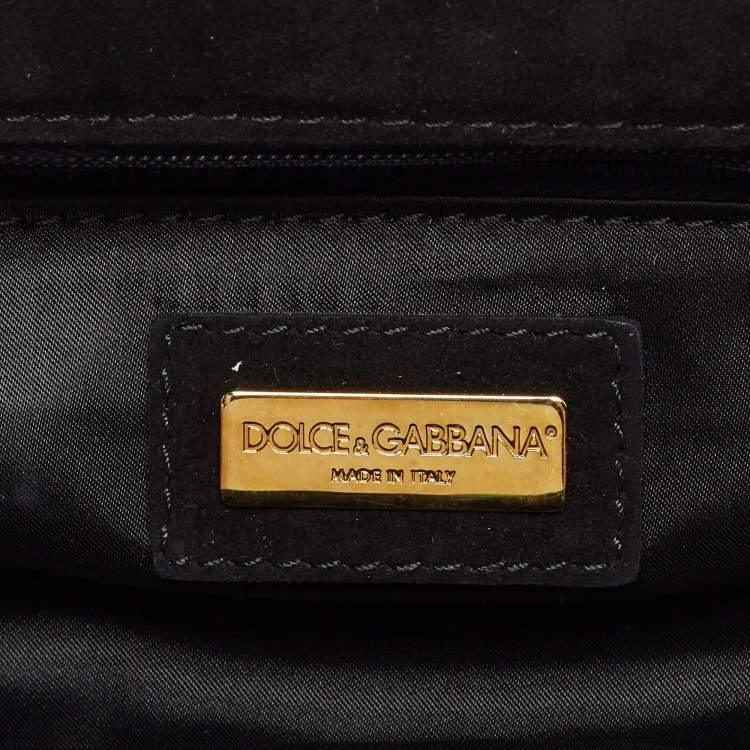Pre Owned Dolce & Gabbana Black/Green Leopard Print Satin Miss Lady Clutch