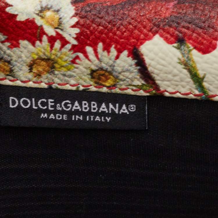 Pre Owned Dolce & Gabbana Multicolor Floral Print Leather Trifold Wallet on Chain