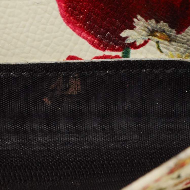 Pre Owned Dolce & Gabbana Multicolor Floral Print Leather Trifold Wallet on Chain