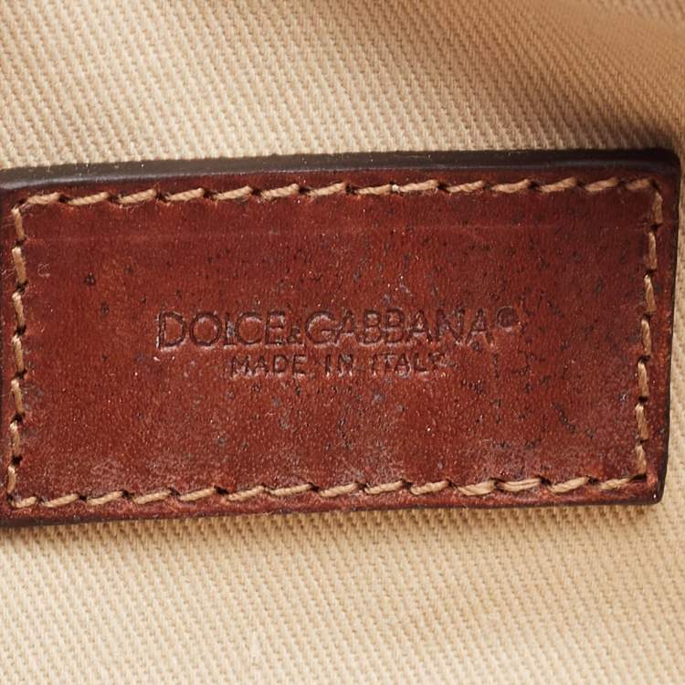 Pre Owned Dolce & Gabbana Brown Leopard Print Coated Canvas and Leather Wristlet Pouch