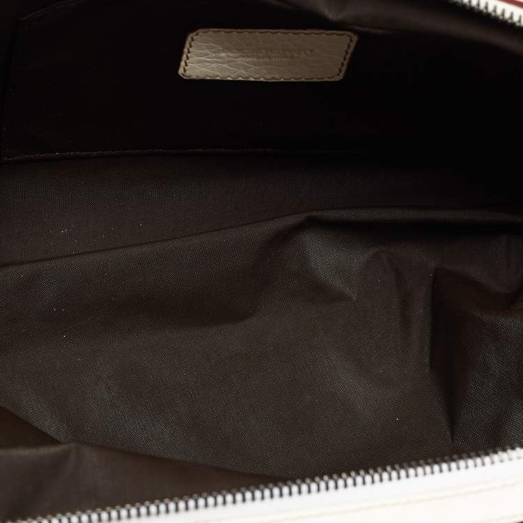 Pre Owned Dolce & Gabbana White/Brown Leopard Print Fabric and Leather Cosmetic Pouch