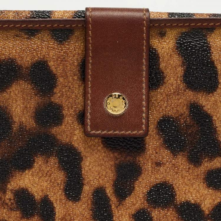 Pre Owned Dolce & Gabbana Brown Leopard Print Coated Canvas Flap Continental Wallet