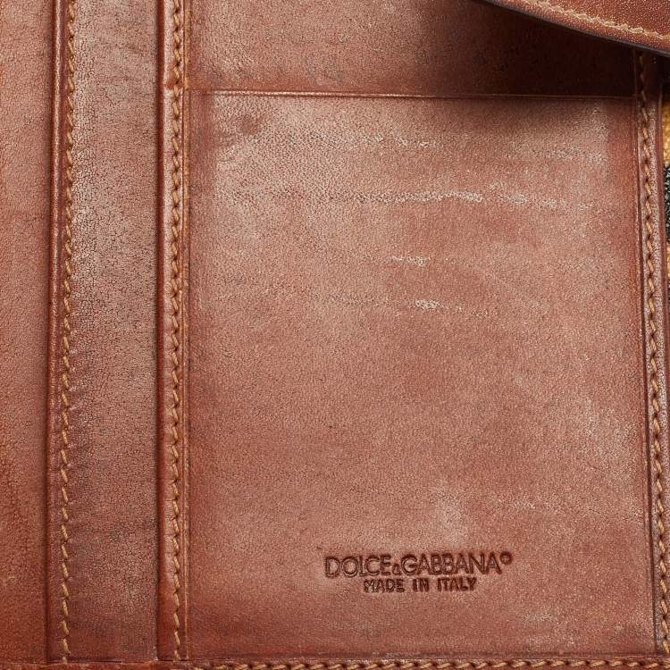 Pre Owned Dolce & Gabbana Brown Leopard Print Coated Canvas Flap Continental Wallet