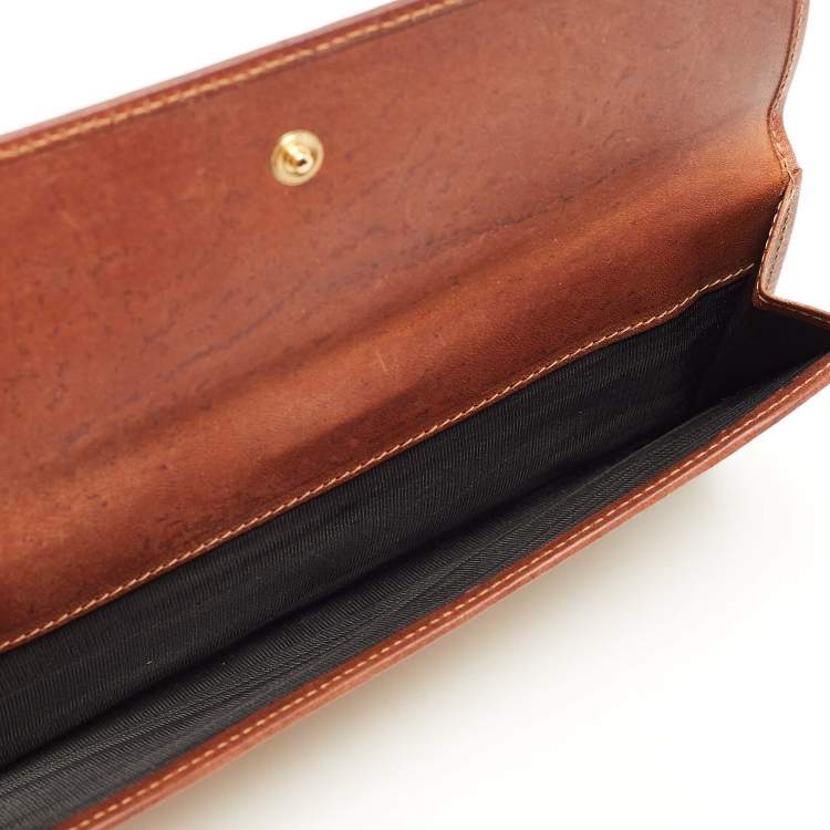 Pre Owned Dolce & Gabbana Brown Leopard Print Coated Canvas Flap Continental Wallet