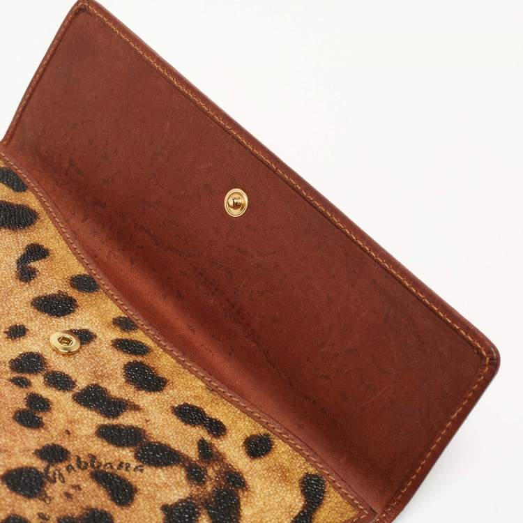 Pre Owned Dolce & Gabbana Brown Leopard Print Coated Canvas Flap Continental Wallet