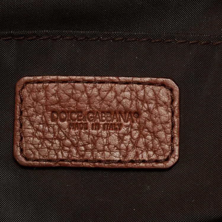 Pre Owned Dolce & Gabbana Brown Leopard Print Fabric and Leather Cosmetic Pouch