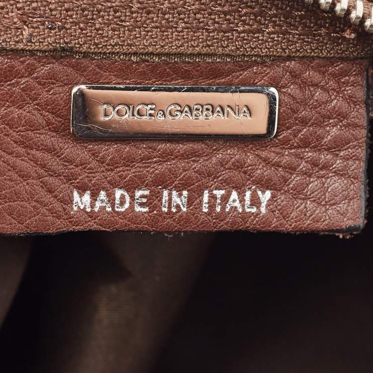 Pre Owned Dolce & Gabbana Brown Nylon Zip Slim Pouch