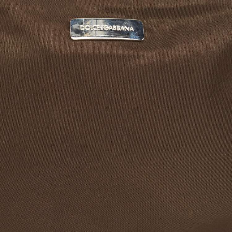 Pre Owned Dolce & Gabbana Brown Nylon Zip Slim Pouch
