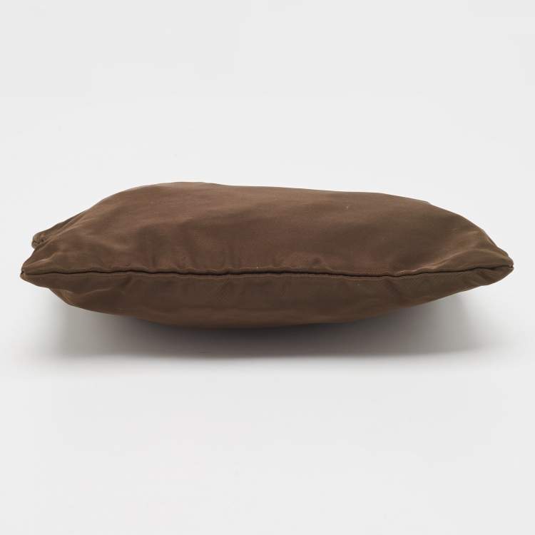 Pre Owned Dolce & Gabbana Brown Nylon Zip Slim Pouch