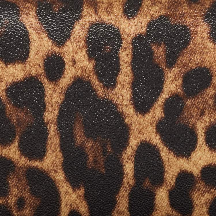 Pre Owned Dolce & Gabbana Beige/Black Leopard Print Coated Canvas DG Vanity Case 