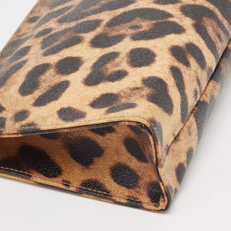 Pre Owned Dolce & Gabbana Beige/Black Leopard Print Coated Canvas DG Vanity Case 