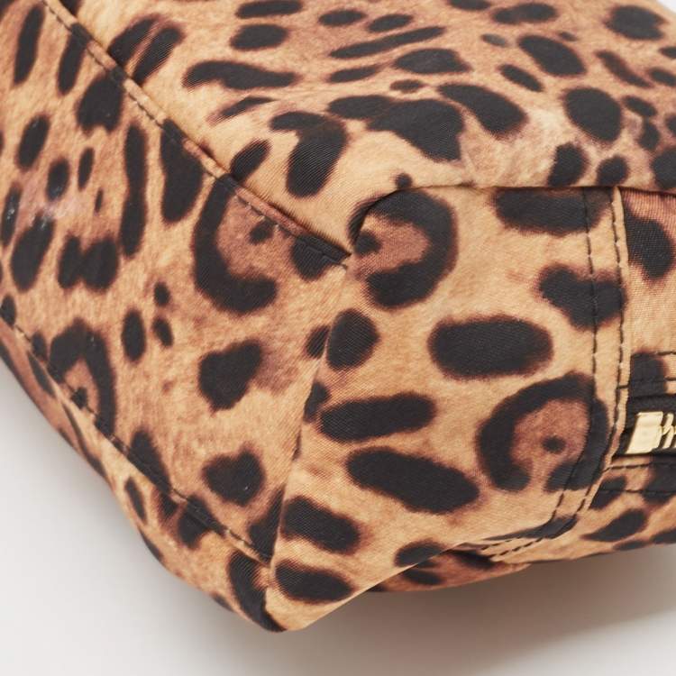 Pre Owned Dolce & Gabbana Beige/Black Leopard Print Fabric Cosmetic Pouch
