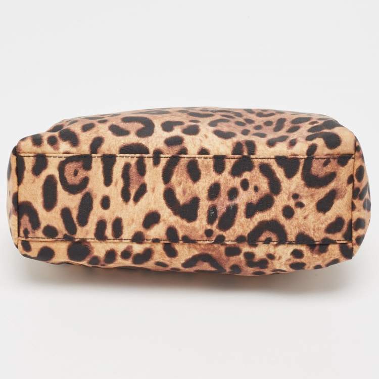 Pre Owned Dolce & Gabbana Beige/Black Leopard Print Fabric Cosmetic Pouch