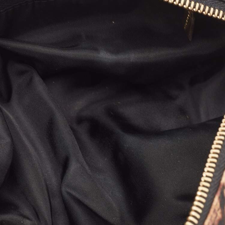 Pre Owned Dolce & Gabbana Beige/Black Leopard Print Fabric Cosmetic Pouch