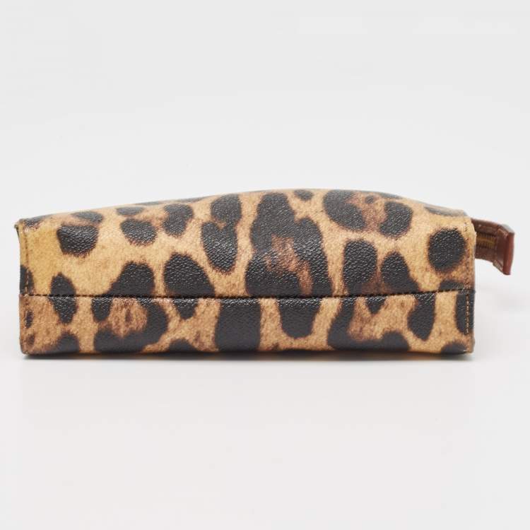 Pre Owned Dolce & Gabbana Beige/Black Leopard Print Coated Canvas DG Vanity Case 