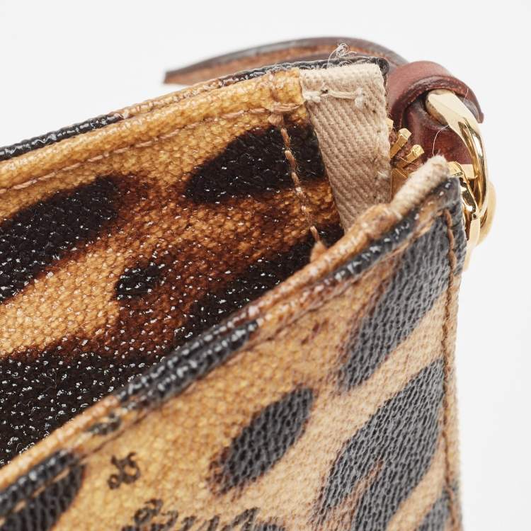 Pre Owned Dolce & Gabbana Beige/Black Leopard Print Coated Canvas DG Vanity Case 
