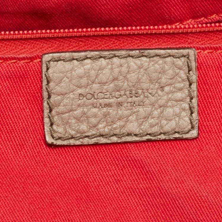 Pre Owned Dolce & Gabbana Grey Leather Embellished Flap Tote