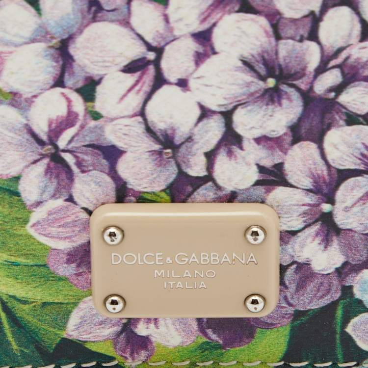 Pre Owned Dolce & Gabbana Multicolor Floral Leather Bifold Card Holder