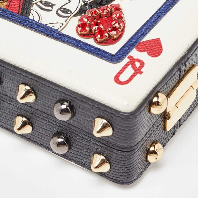 Pre Owned Dolce & Gabbana Multicolor Leather Queen Of Hearts Box Clutch