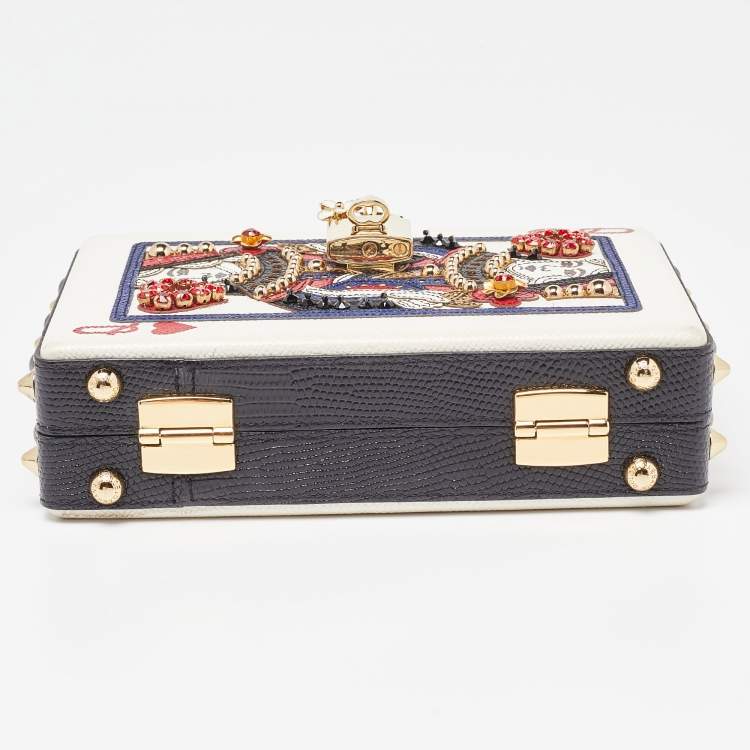 Pre Owned Dolce & Gabbana Multicolor Leather Queen Of Hearts Box Clutch