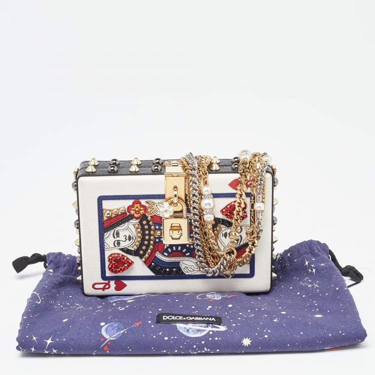 Pre Owned Dolce & Gabbana Multicolor Leather Queen Of Hearts Box Clutch