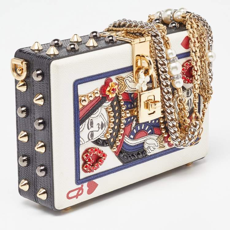 Pre Owned Dolce & Gabbana Multicolor Leather Queen Of Hearts Box Clutch