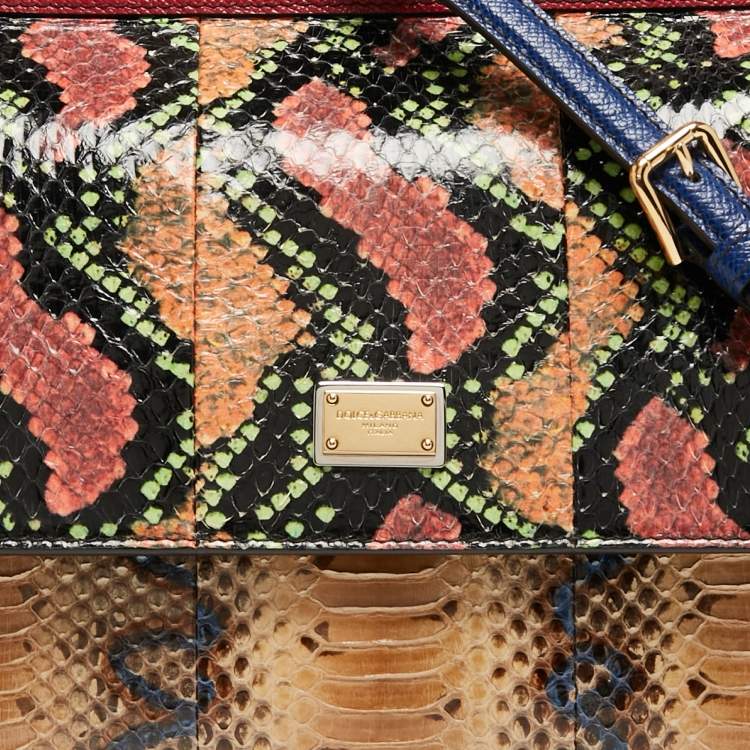 Pre Owned Dolce & Gabbana Multicolor Python Leather Medium Miss Sicily Top Handle Bag