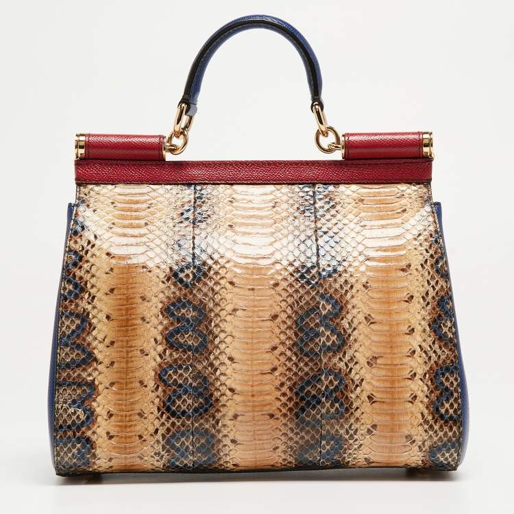 Pre Owned Dolce & Gabbana Multicolor Python Leather Medium Miss Sicily Top Handle Bag