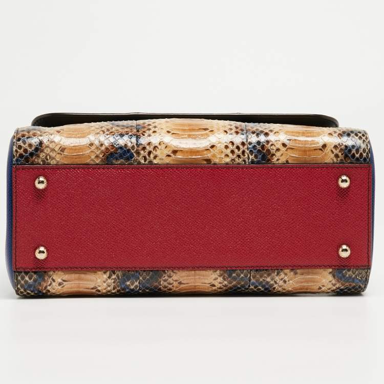 Pre Owned Dolce & Gabbana Multicolor Python Leather Medium Miss Sicily Top Handle Bag