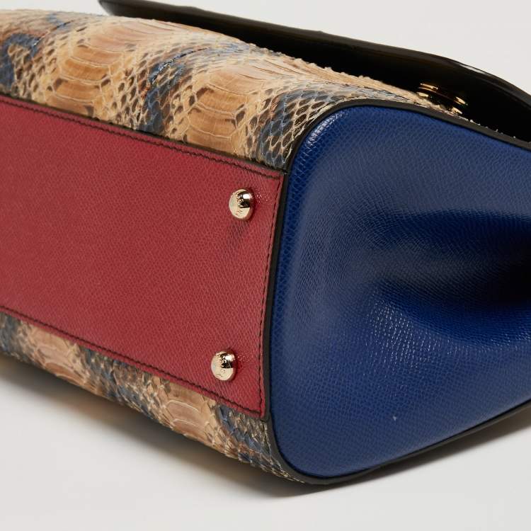 Pre Owned Dolce & Gabbana Multicolor Python Leather Medium Miss Sicily Top Handle Bag