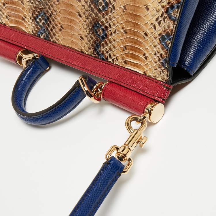 Pre Owned Dolce & Gabbana Multicolor Python Leather Medium Miss Sicily Top Handle Bag