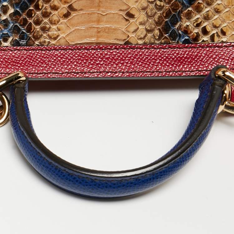 Pre Owned Dolce & Gabbana Multicolor Python Leather Medium Miss Sicily Top Handle Bag