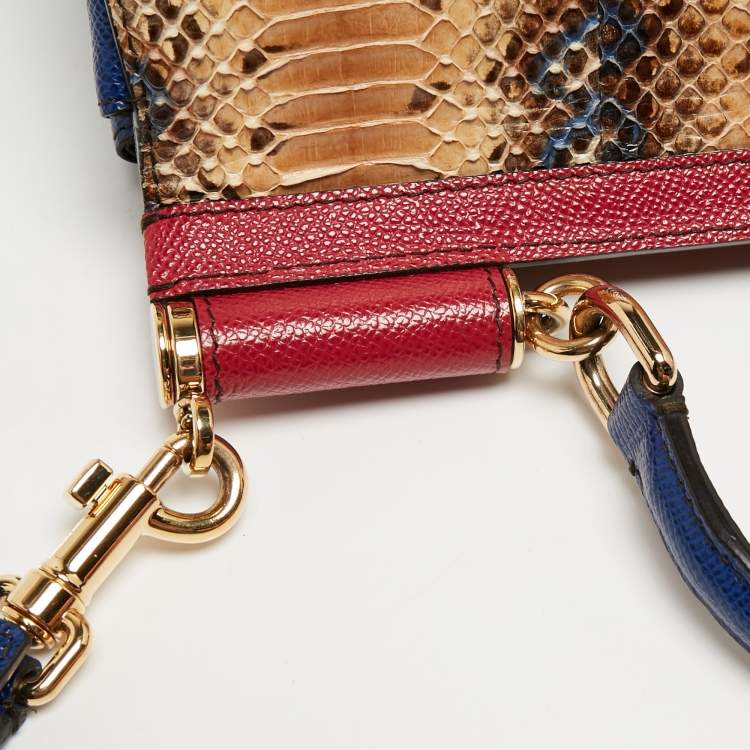 Pre Owned Dolce & Gabbana Multicolor Python Leather Medium Miss Sicily Top Handle Bag