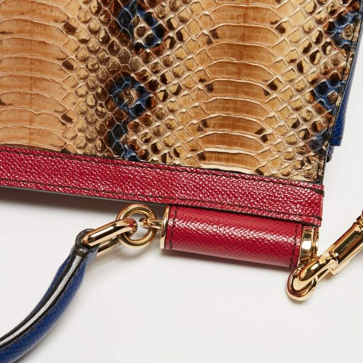 Pre Owned Dolce & Gabbana Multicolor Python Leather Medium Miss Sicily Top Handle Bag
