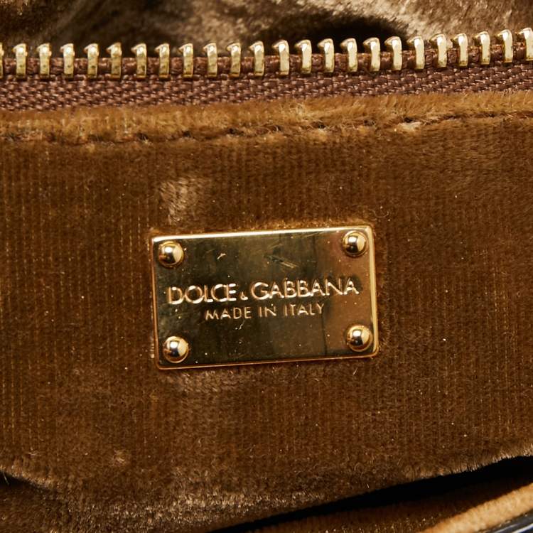 Pre Owned Dolce & Gabbana Multicolor Embroidered Fabric and Python Medium Miss Sicily Top Handle Bag