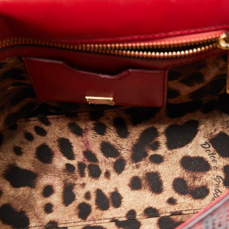 Pre Owned Dolce and Gabbana Red/Black Python Medium Miss Sicily Top Handle Bag