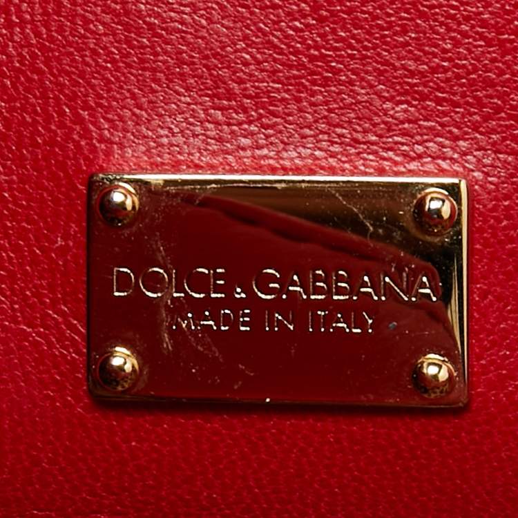 Pre Owned Dolce and Gabbana Red/Black Python Medium Miss Sicily Top Handle Bag