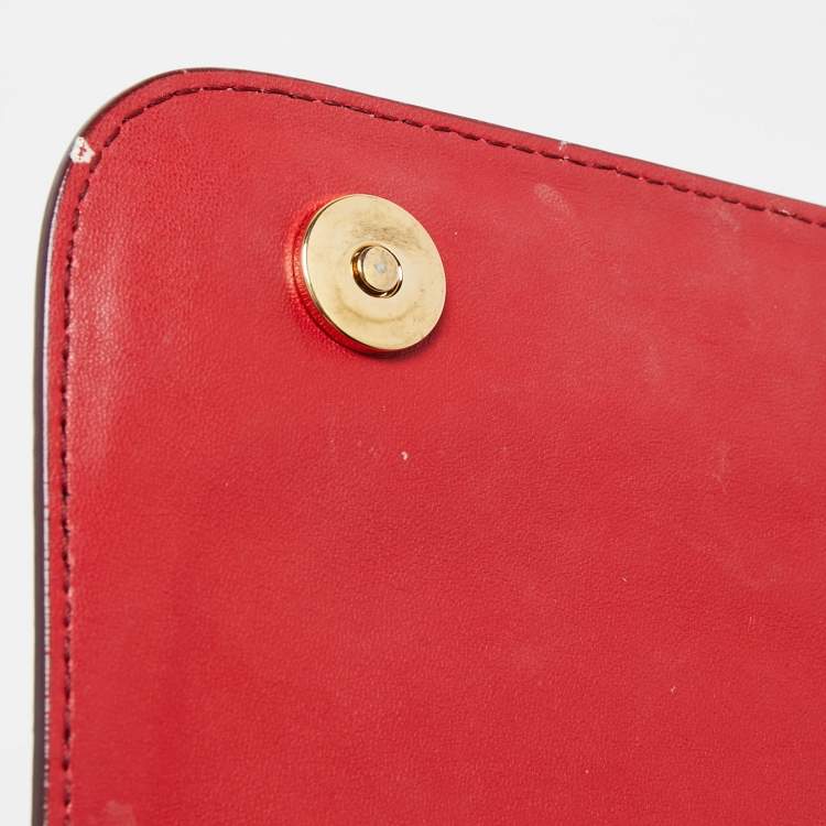 Pre Owned Dolce and Gabbana Red/Black Python Medium Miss Sicily Top Handle Bag