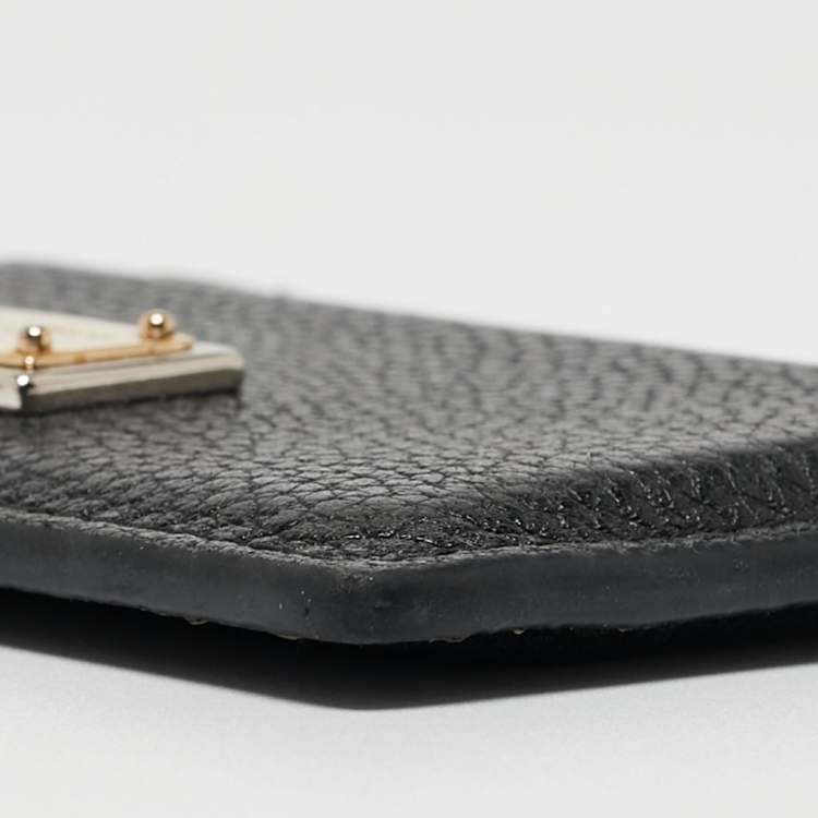 Pre Owned Dolce & Gabbana Black Leather Logo Card Holder   