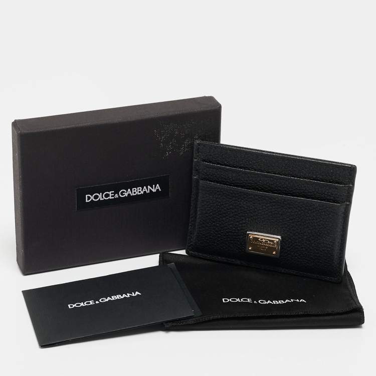 Pre Owned Dolce & Gabbana Black Leather Logo Card Holder   