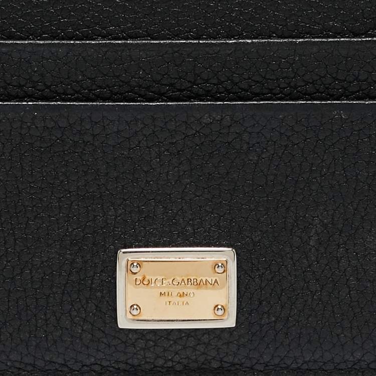 Pre Owned Dolce & Gabbana Black Leather Logo Card Holder   