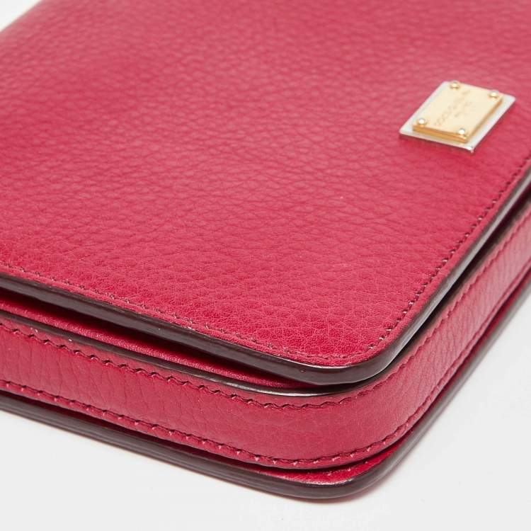 Pre Owned Dolce & Gabbana Pink Leather Mini Dauphine Crossbody Bag
