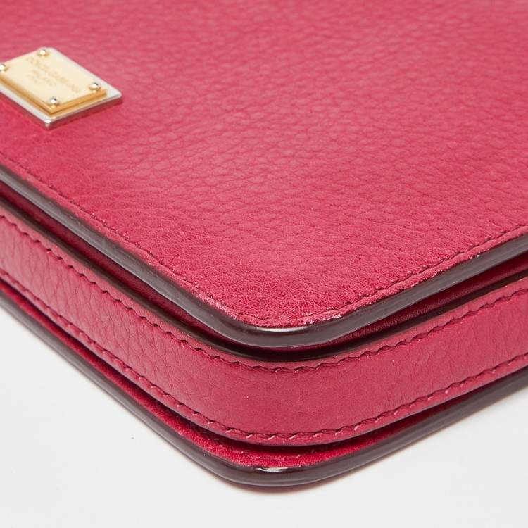 Pre Owned Dolce & Gabbana Pink Leather Mini Dauphine Crossbody Bag