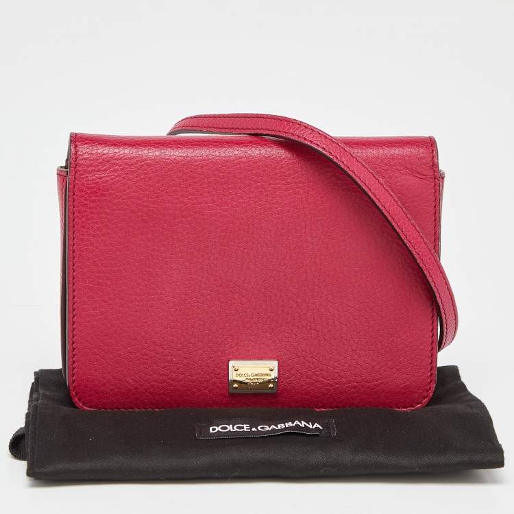 Pre Owned Dolce & Gabbana Pink Leather Mini Dauphine Crossbody Bag