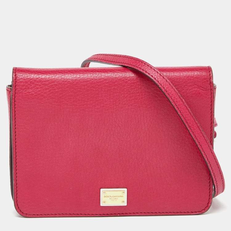 Pre Owned Dolce & Gabbana Pink Leather Mini Dauphine Crossbody Bag